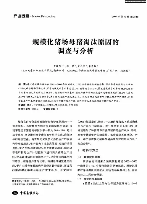 规模化猪场母猪淘汰原因的调查与分析