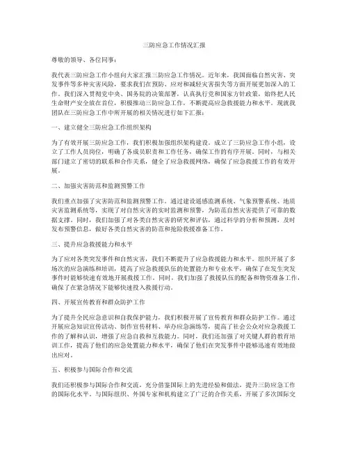 三防应急工作情况汇报