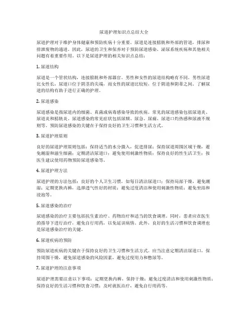 尿道护理知识点总结大全