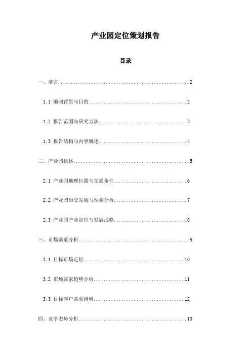 产业园定位策划报告
