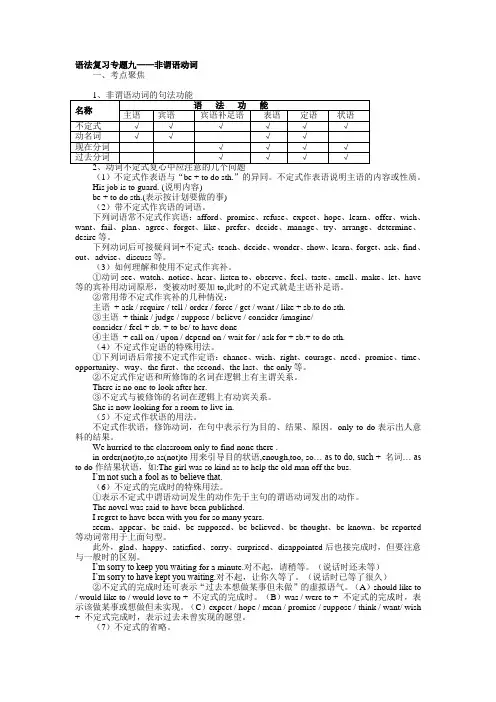 英语语法复习专题九——非谓语动词