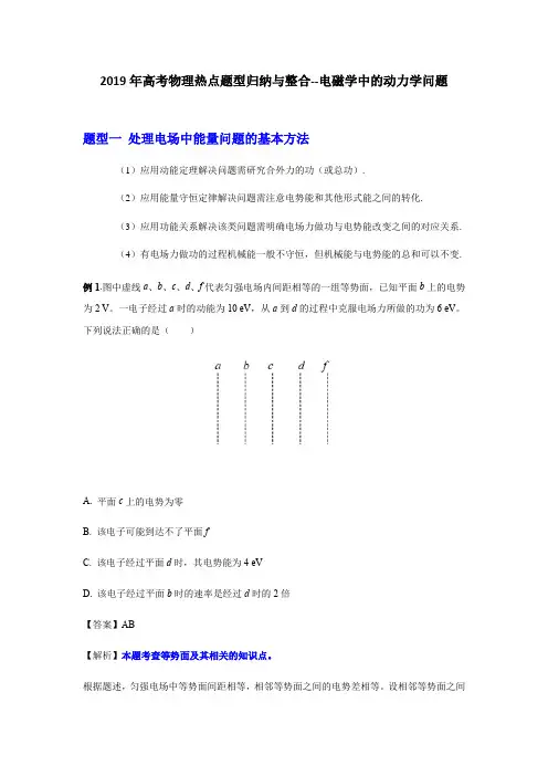 2019年高考物理热点题型归纳与整合：电磁学中的动力学问题
