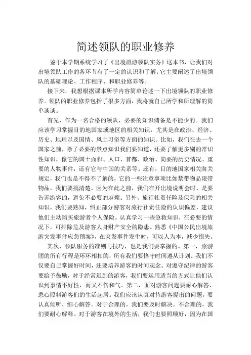 简述领队的职业修养