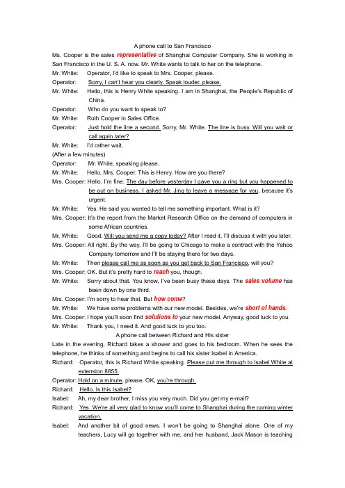 新编商务英语口语第一册Unit4Telephoning.doc.doc