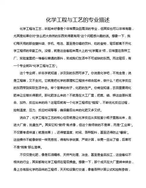 化学工程与工艺的专业描述