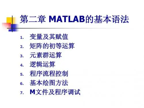 第二章 MATLAB的基本语法