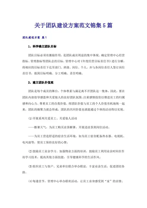 关于团队建设方案范文锦集5篇