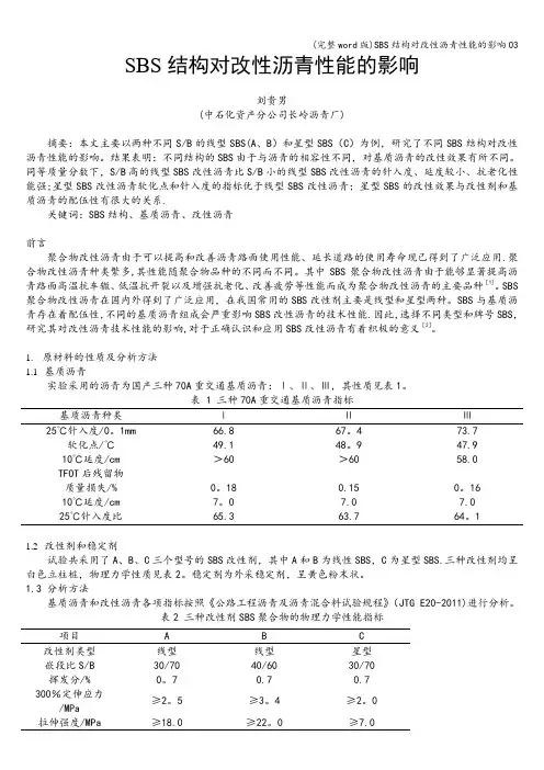 (完整word版)SBS结构对改性沥青性能的影响03
