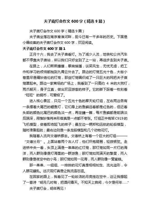 夫子庙灯会作文600字（精选9篇）