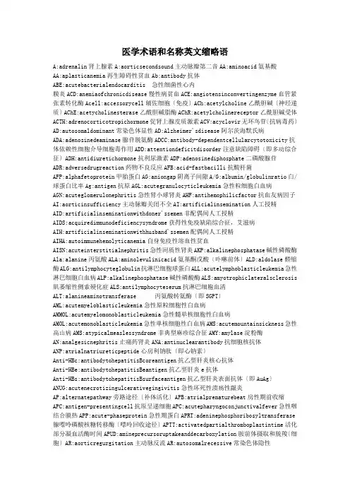 医学术语和名称英文缩略语