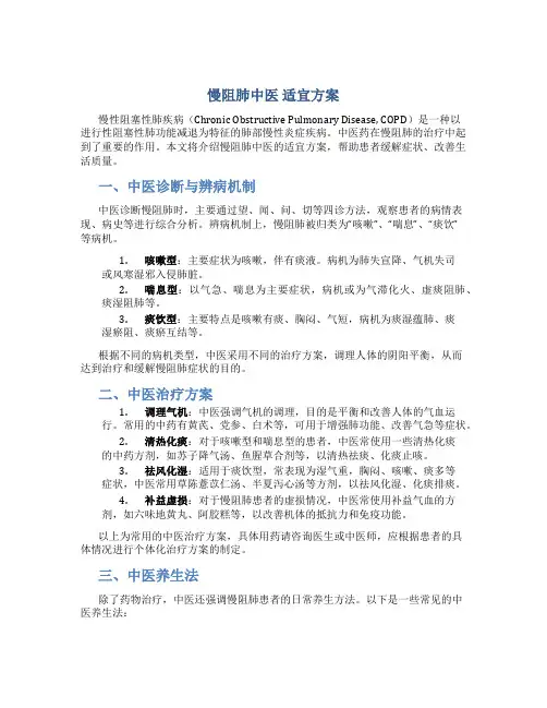 慢阻肺中医 适宜方案