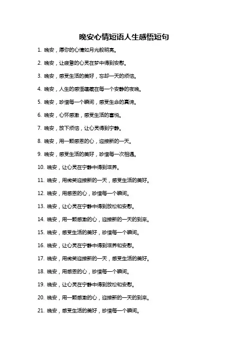 晚安心情短语人生感悟短句