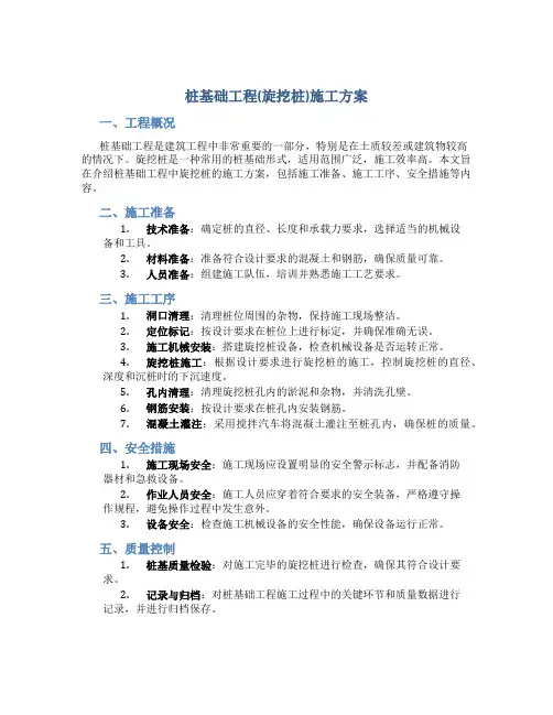 桩基础工程(旋挖桩)施工方案