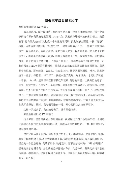 寒假五年级日记500字