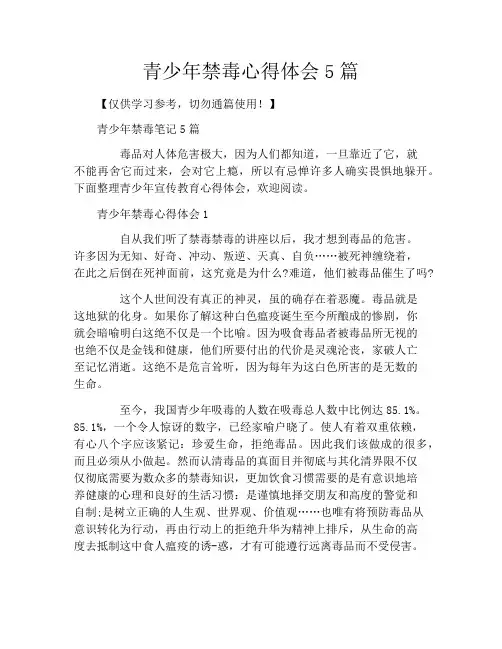 青少年禁毒心得体会5篇