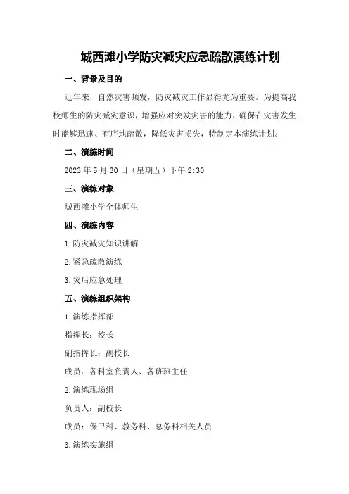 城西滩小学防灾减灾应急疏散演练计划