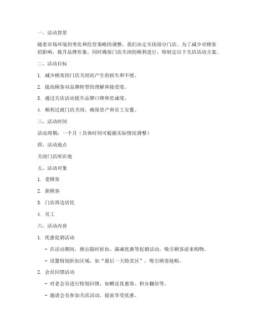 关店活动方案策划书模板