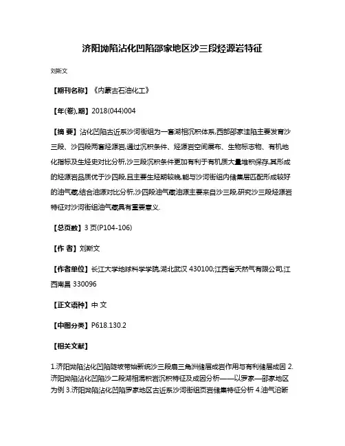 济阳坳陷沾化凹陷邵家地区沙三段烃源岩特征