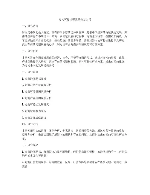 海南可行性研究报告怎么写