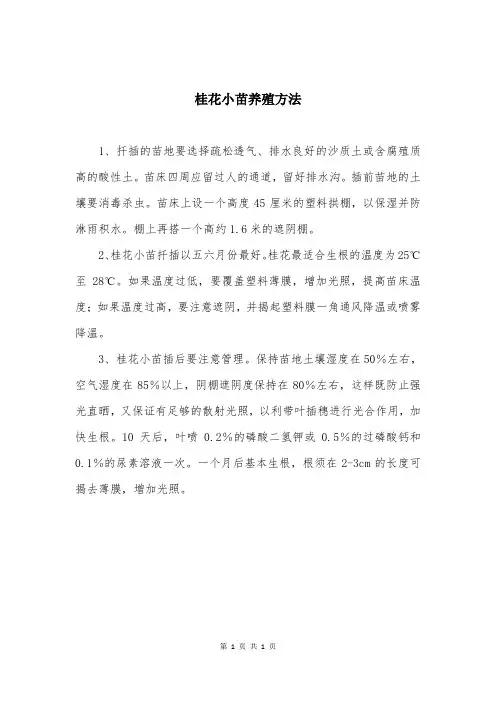 桂花小苗养殖方法