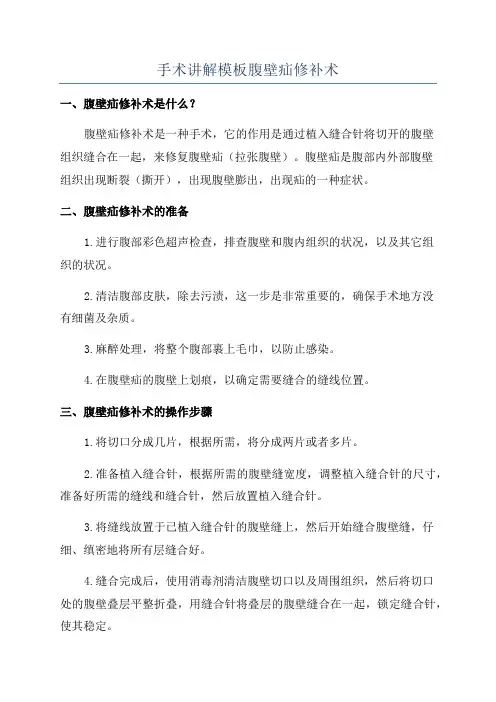 手术讲解模板腹壁疝修补术
