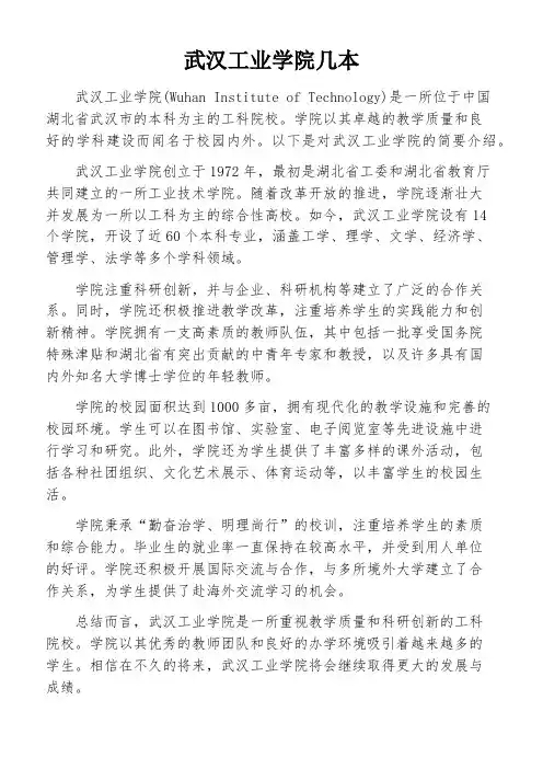 武汉工业学院几本