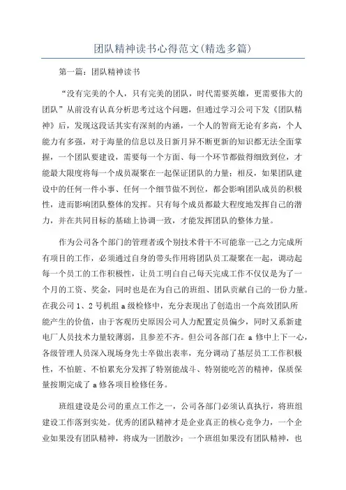 团队精神读书心得范文(精选多篇)