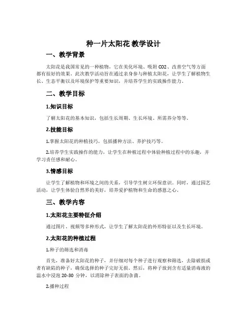 《种一片太阳花》教学设计