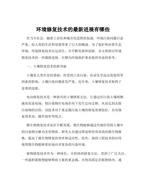 环境修复技术的最新进展有哪些