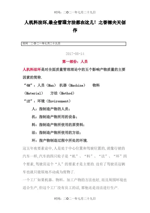 人机料法环,最全管理方法都在这儿!