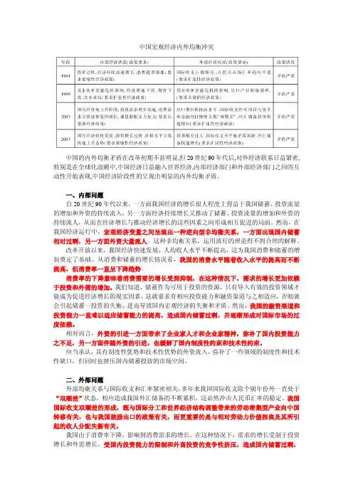 中国宏观经济内外均衡冲突