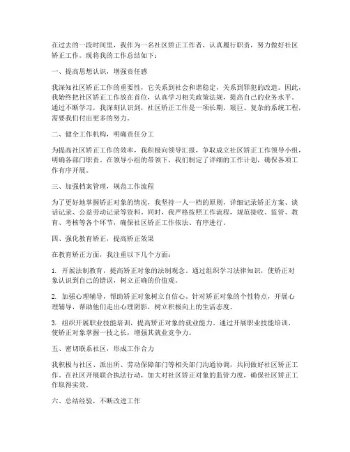个人做好社区矫正工作总结