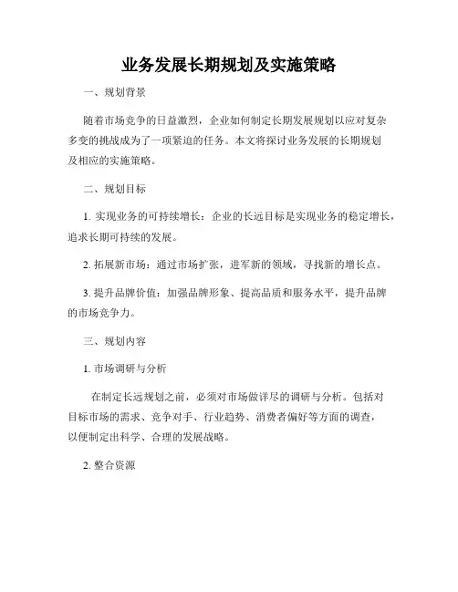 业务发展长期规划及实施策略