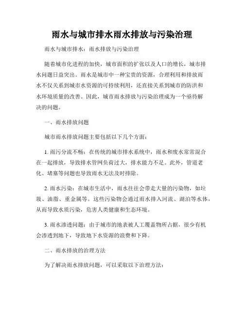 雨水与城市排水雨水排放与污染治理
