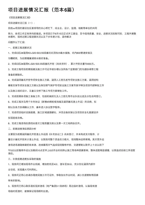 项目进展情况汇报（范本6篇）