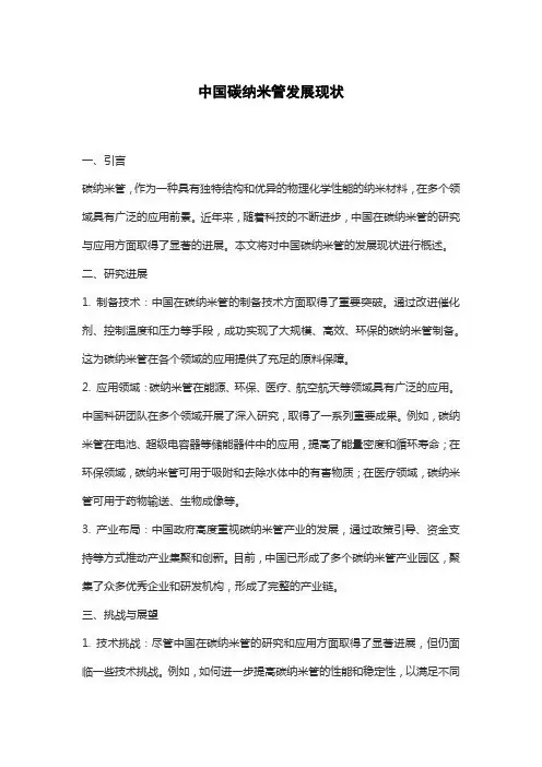 中国碳纳米管发展现状