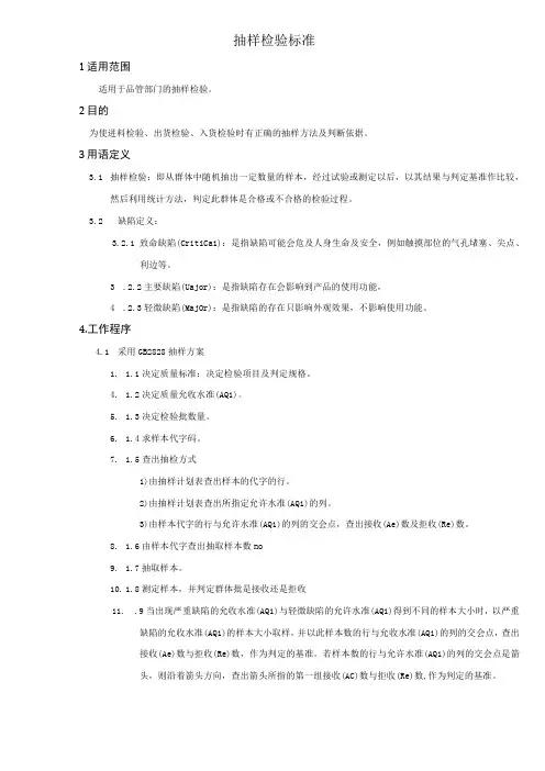 10 0001 抽样检验标准