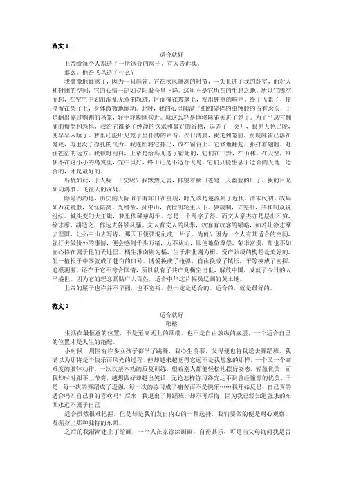 “适合就好”范文