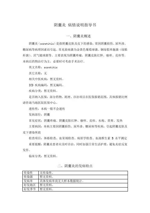 阴囊炎 病情说明指导书