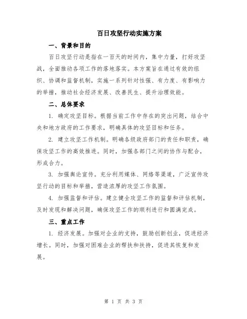 百日攻坚行动实施方案