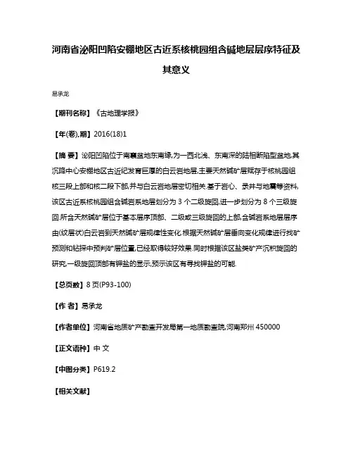 河南省泌阳凹陷安棚地区古近系核桃园组含碱地层层序特征及其意义