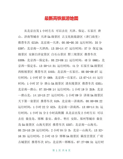 最新高铁旅游地图