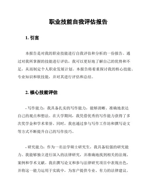 职业技能自我评估报告