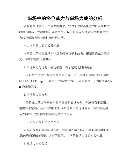 磁场中的洛伦兹力与磁场力线的分析