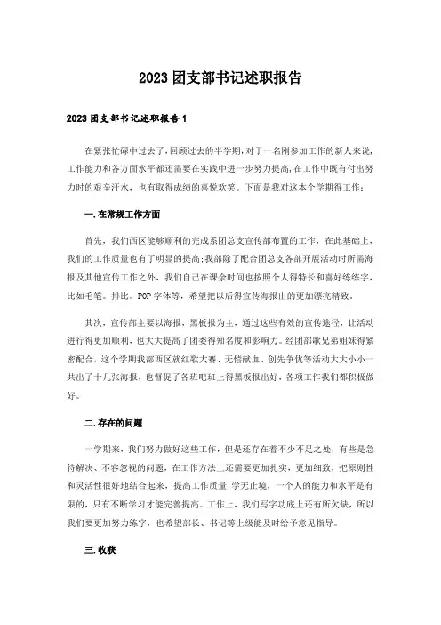 2023团支部书记述职报告