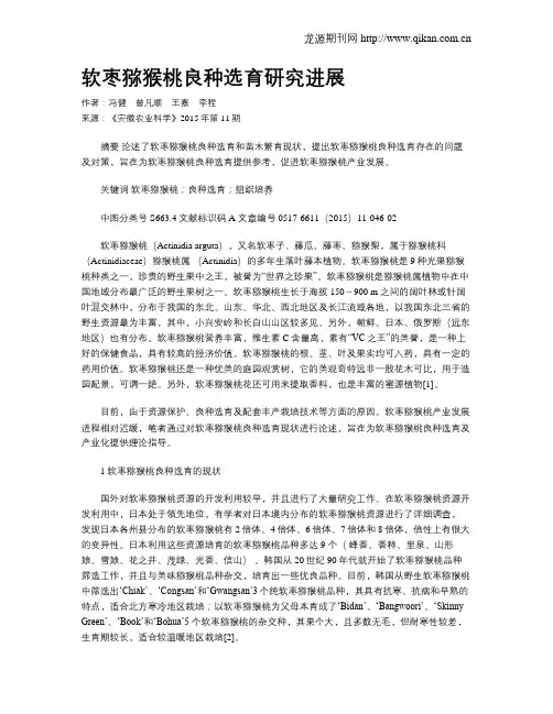 软枣猕猴桃良种选育研究进展