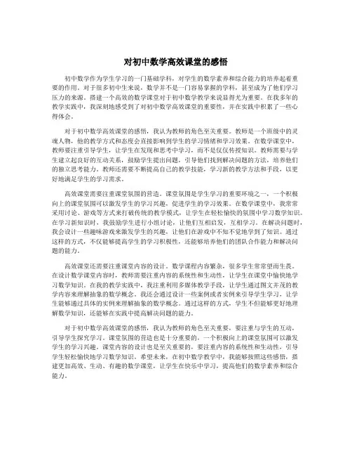 对初中数学高效课堂的感悟