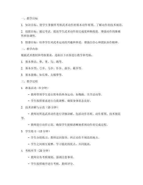 武术动作考试教案设计模板