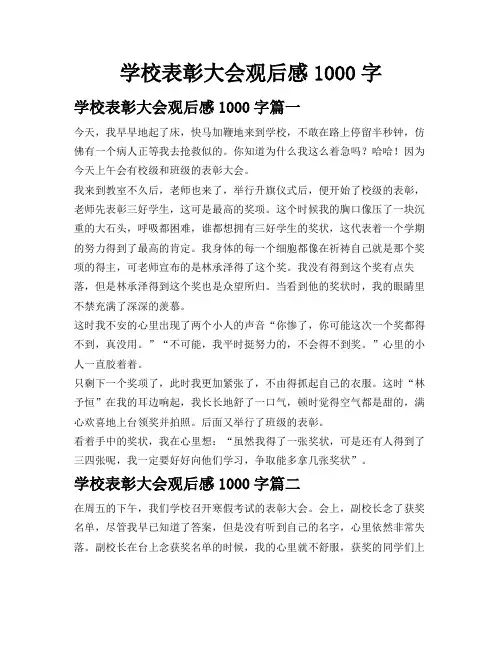 学校表彰大会观后感1000字