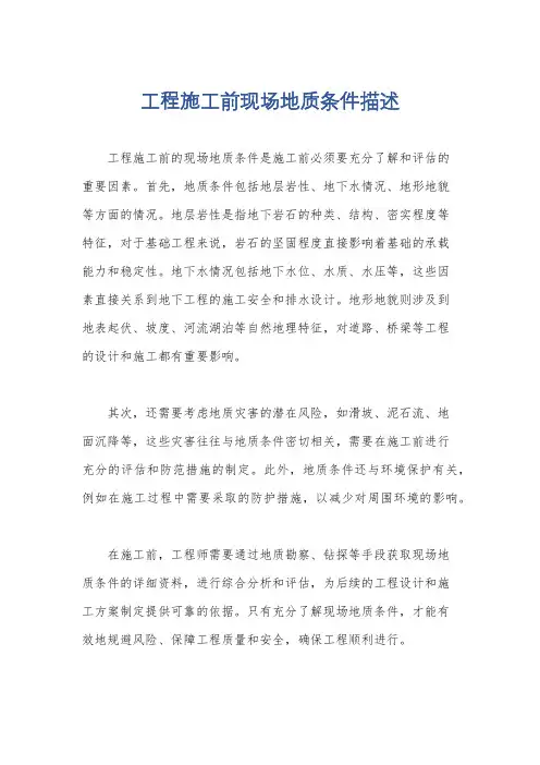 工程施工前现场地质条件描述